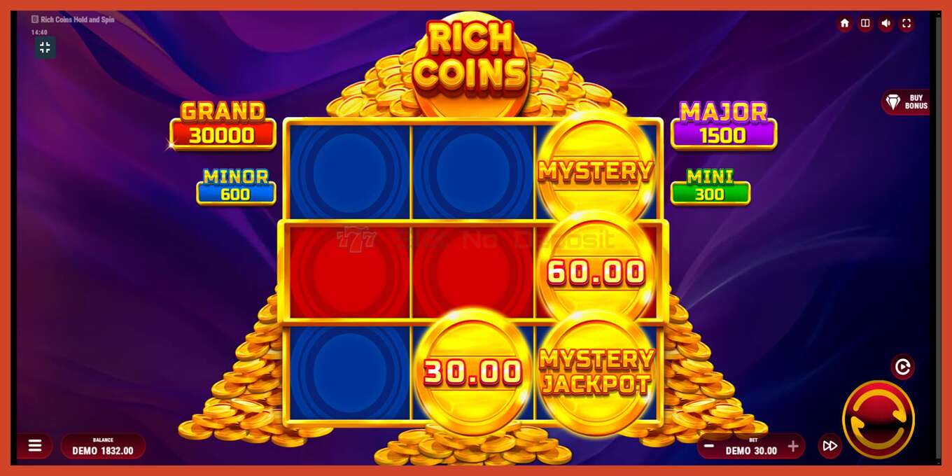 Slot screenshot: Rich Coins Hold and Spin no deposit, number - 5