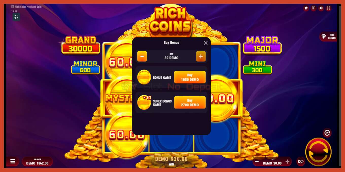 Slot screenshot: Rich Coins Hold and Spin no deposit, number - 7