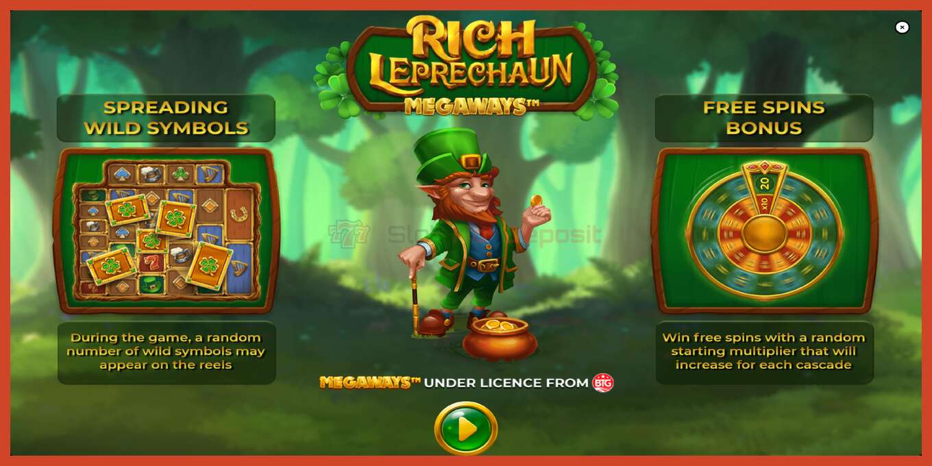 Captura de pantalla de la ranura: Rich Leprechaun Megaways sense dipòsit, nombre - 1