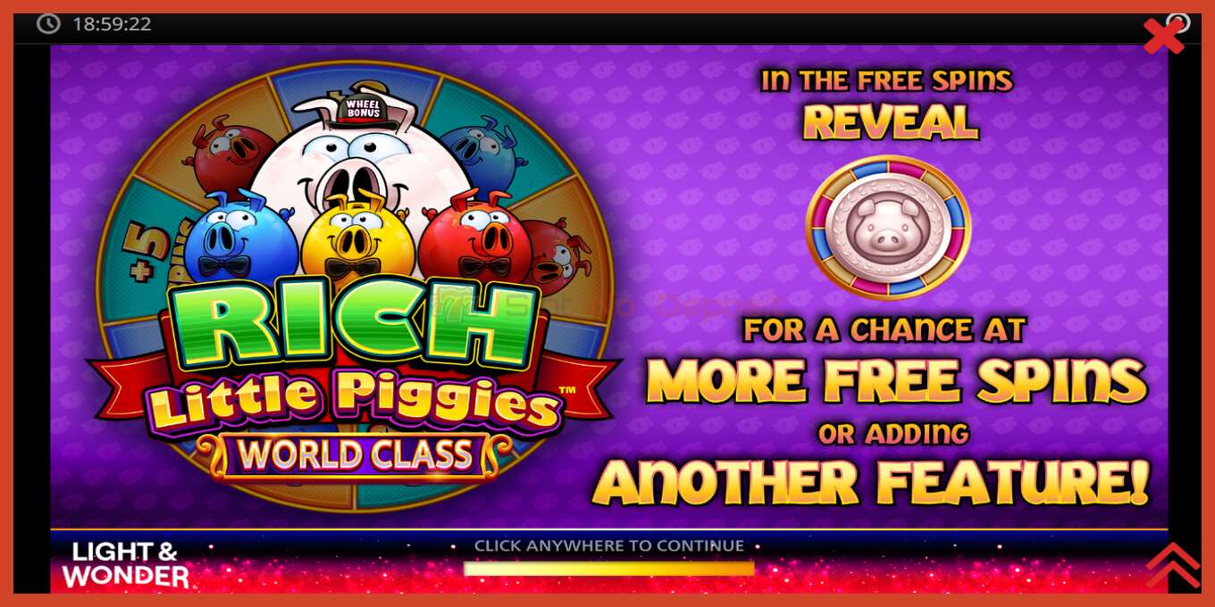 Slot screenshot: Rich Little Piggies World Class nincs letét, szám - 1