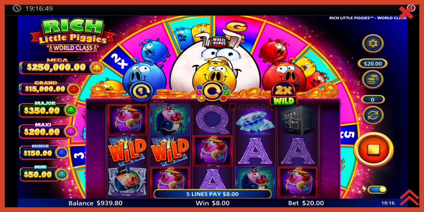 Slot screenshot: Rich Little Piggies World Class nincs letét, szám - 4