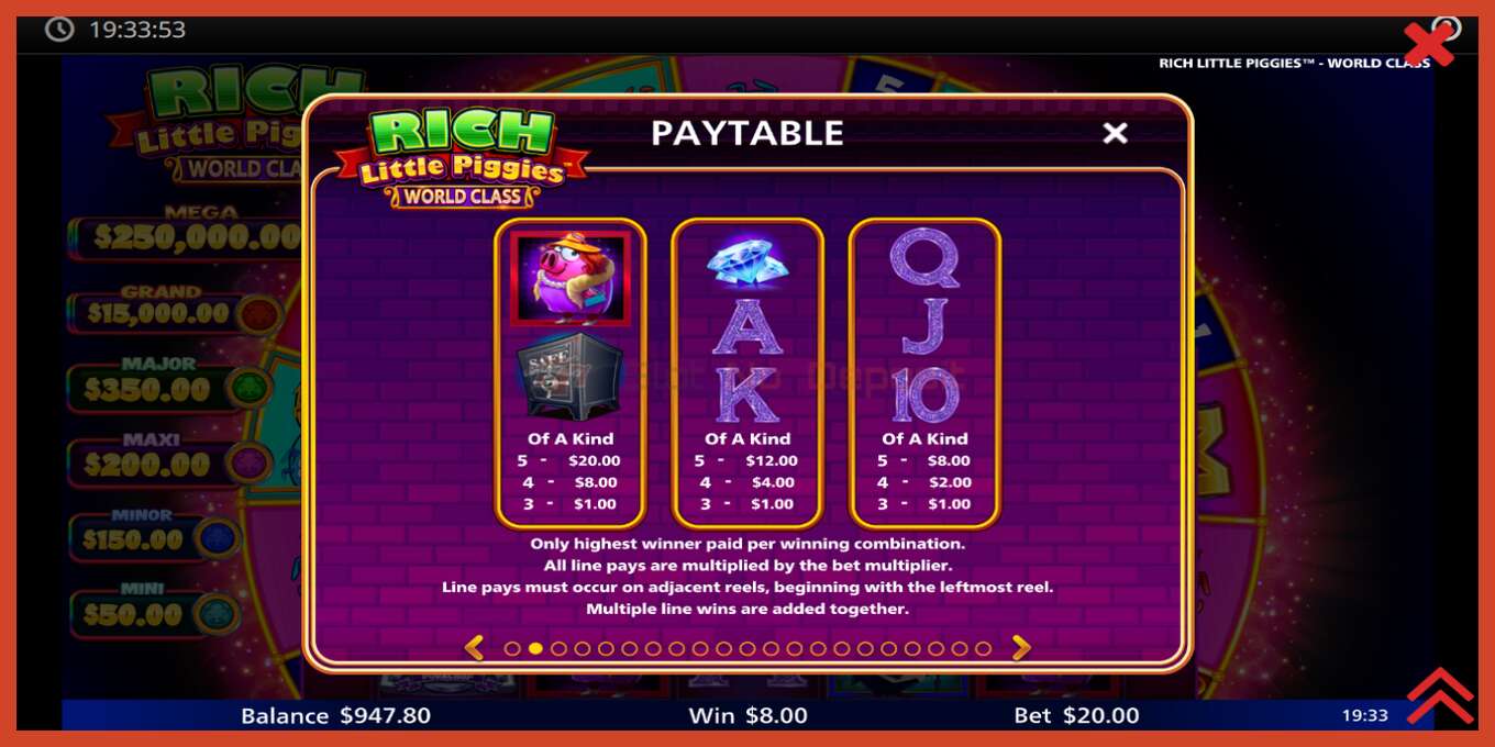 Slot screenshot: Rich Little Piggies World Class nincs letét, szám - 6