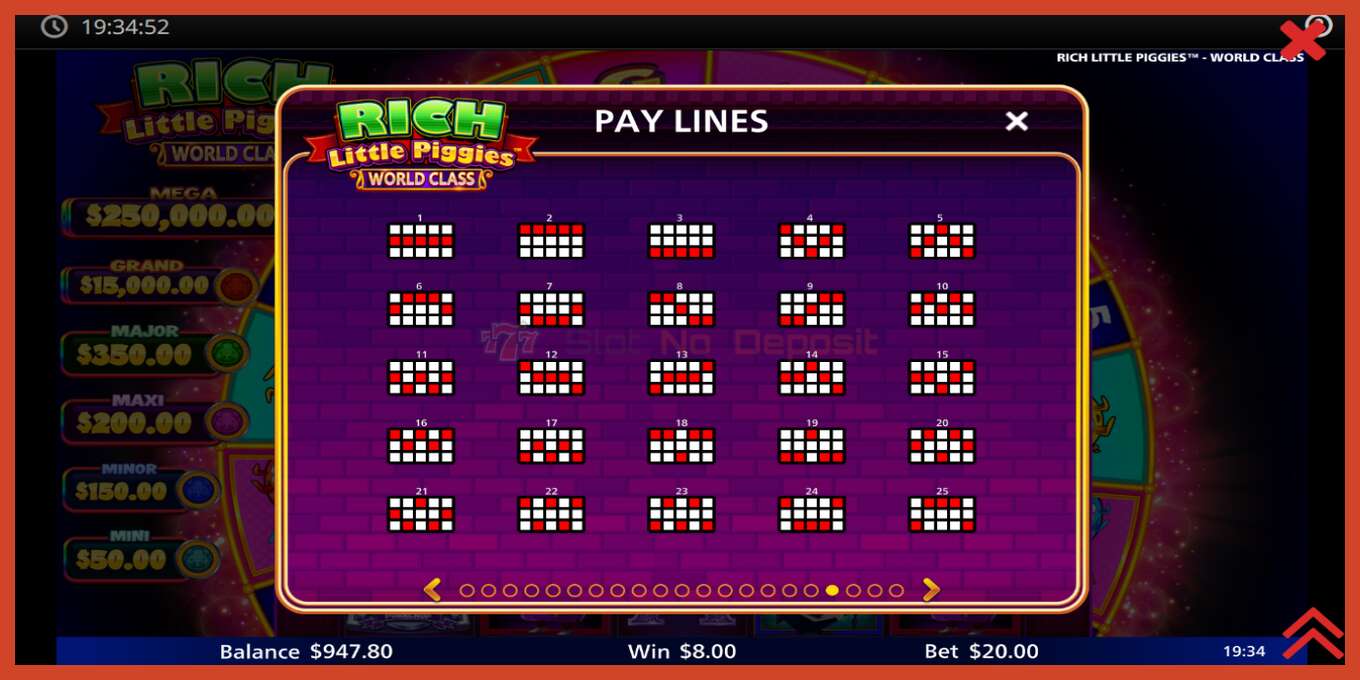 Slot screenshot: Rich Little Piggies World Class nincs letét, szám - 7