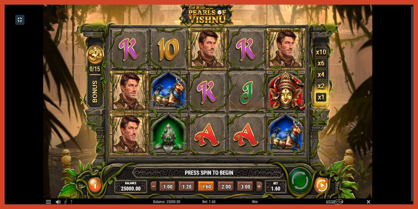 Slot screenshot: Rich Wilde and the Pearls of Vishnu no deposit, number - 1