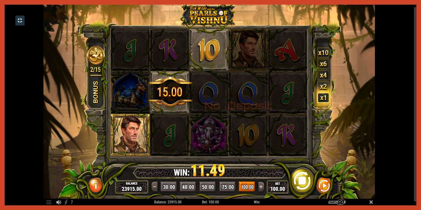 Slot screenshot: Rich Wilde and the Pearls of Vishnu no deposit, number - 3