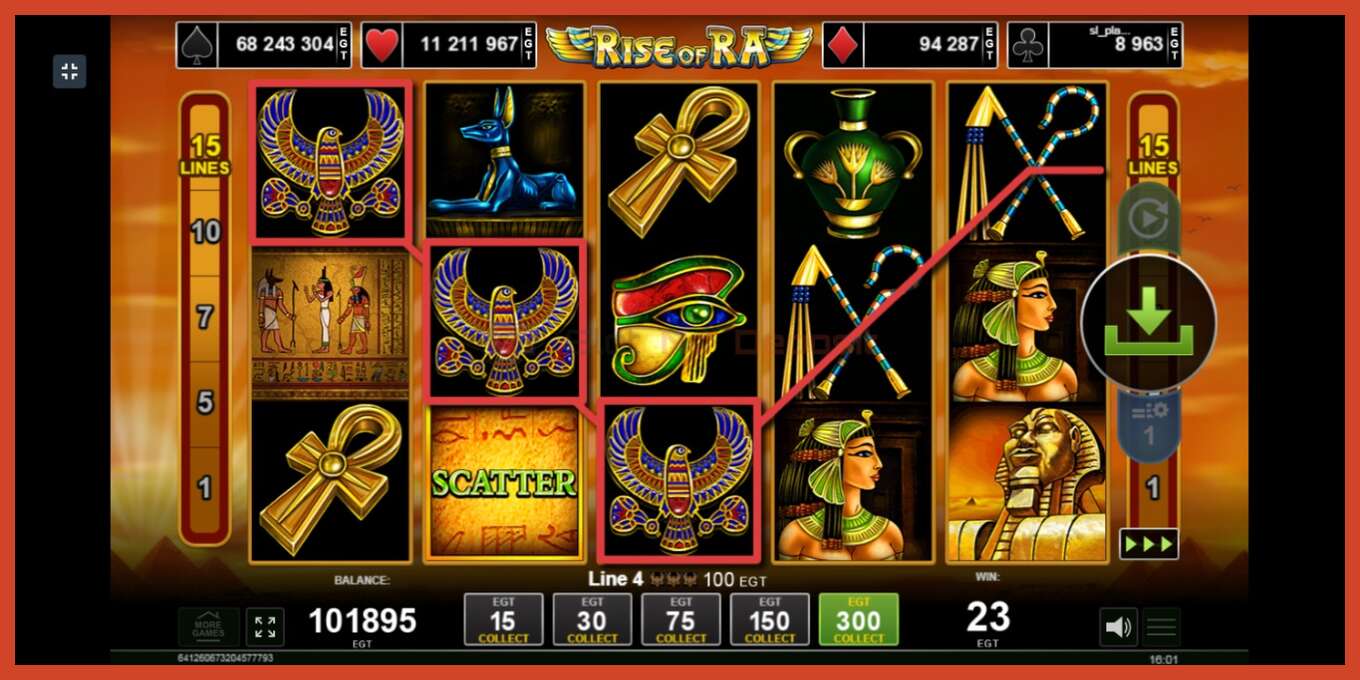 Slot screenshot: Rise of Ra nincs letét, szám - 3