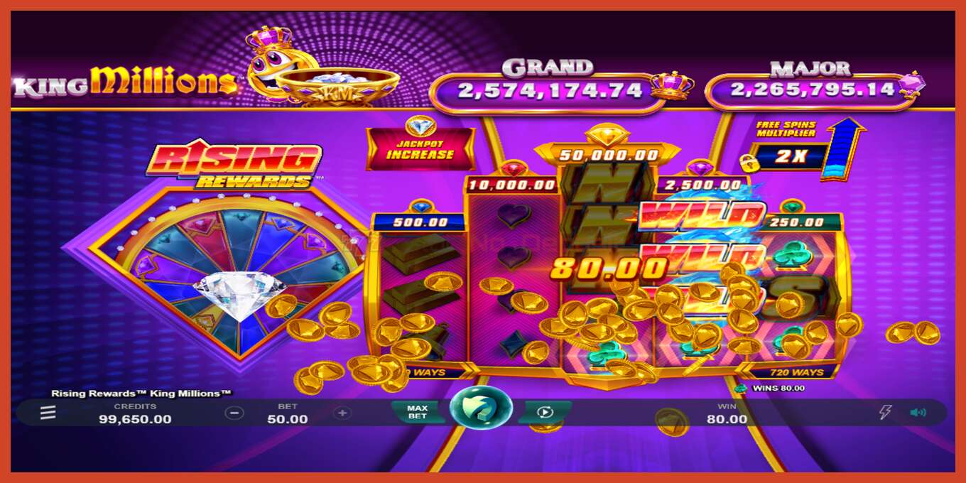 Slot screenshot: Rising Rewards King Millions no deposit, number - 2