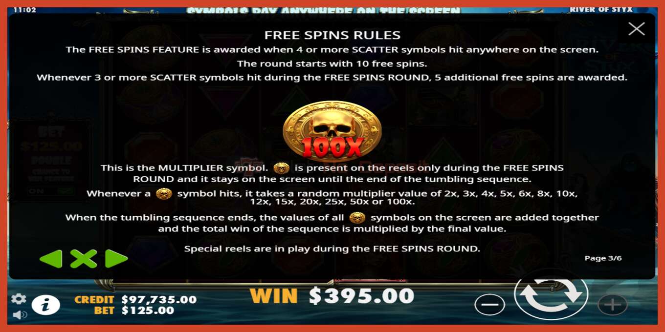 Slot screenshot: River of Styx no deposit, number - 5