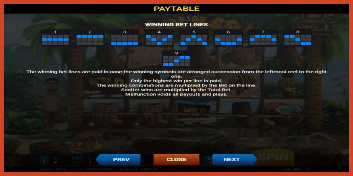 Slot screenshot: Robinson no deposit, number - 7