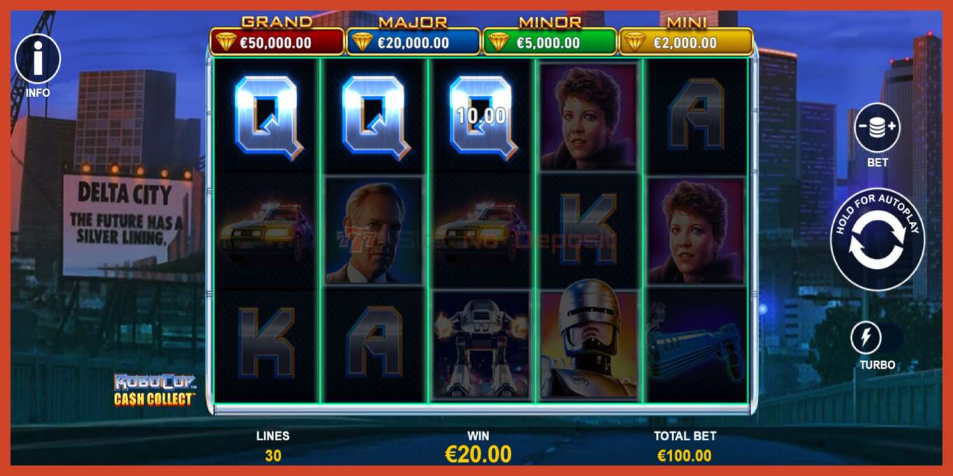 Slot skærmbillede: RoboCop: Cash Collect intet depositum, antal - 4