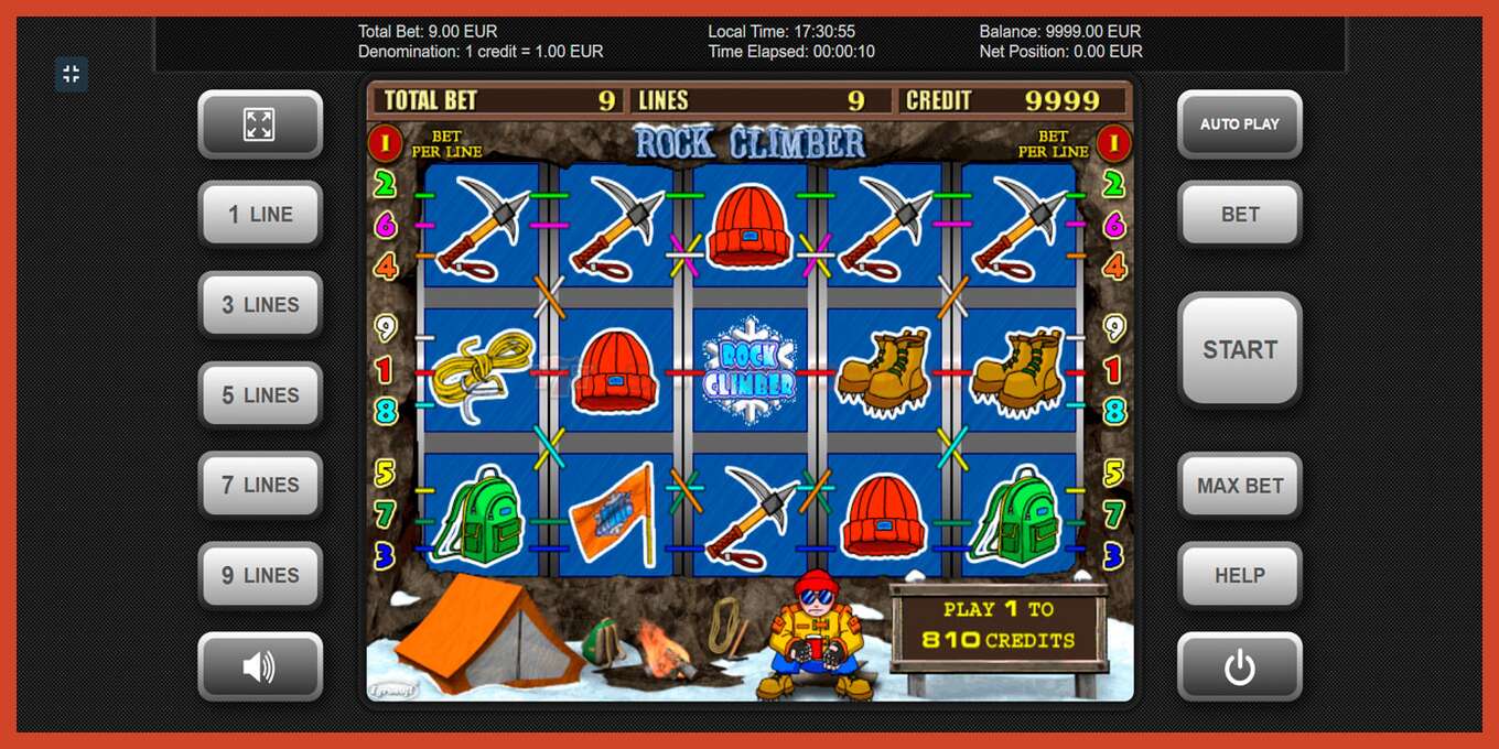 Slot screenshot: Rock Climber no deposit, number - 1