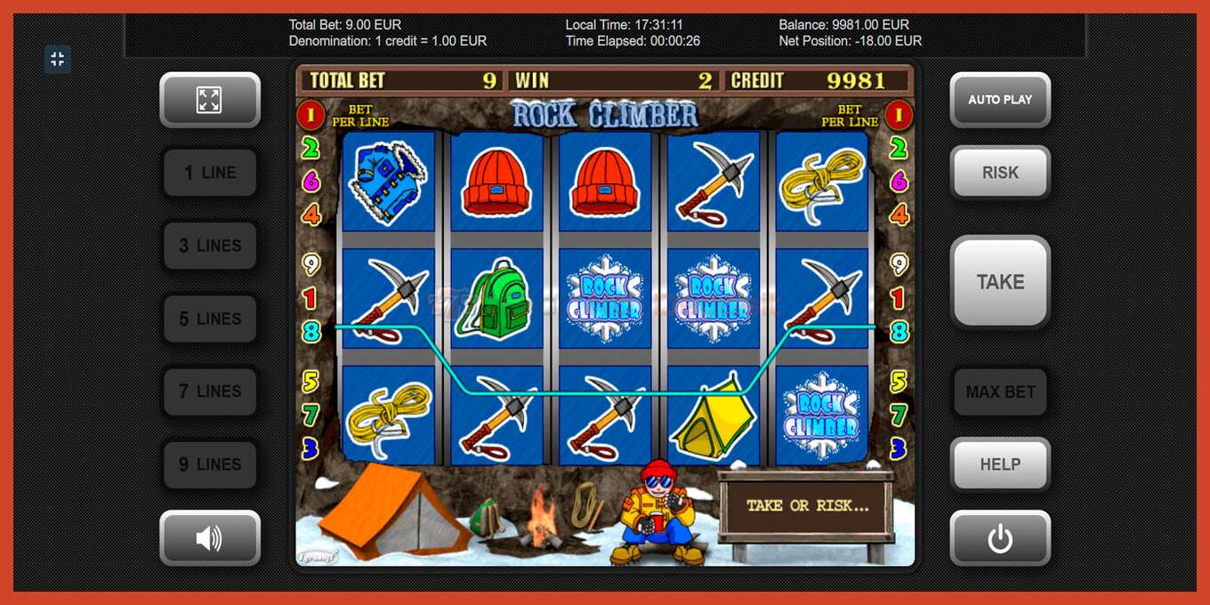 Slot screenshot: Rock Climber no deposit, number - 2