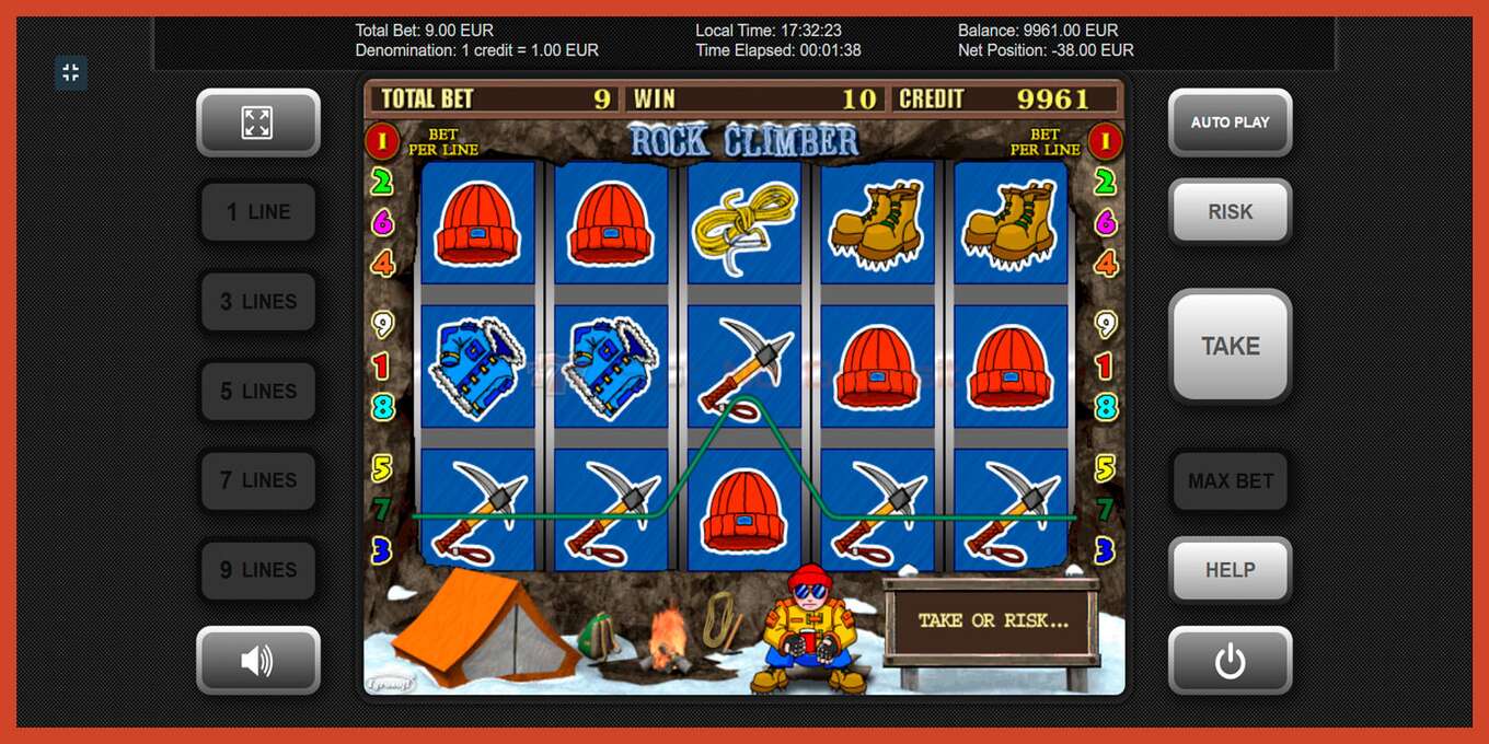 Slot screenshot: Rock Climber no deposit, number - 6