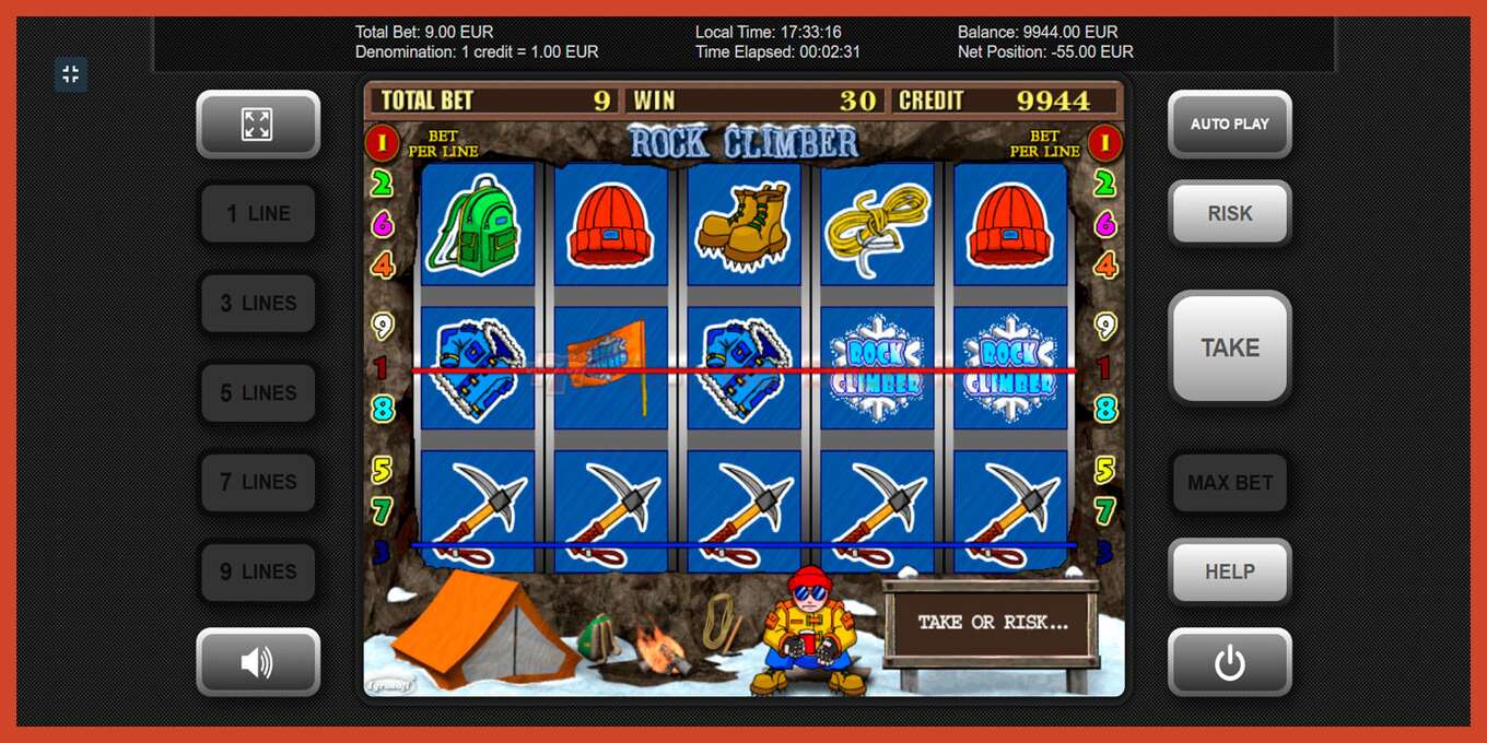 Slot screenshot: Rock Climber no deposit, number - 9