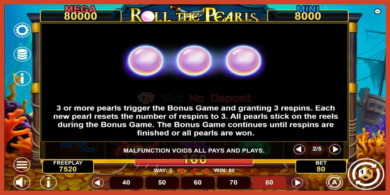 Slot screenshot: Roll The Pearls Hold & Win no deposit, number - 6