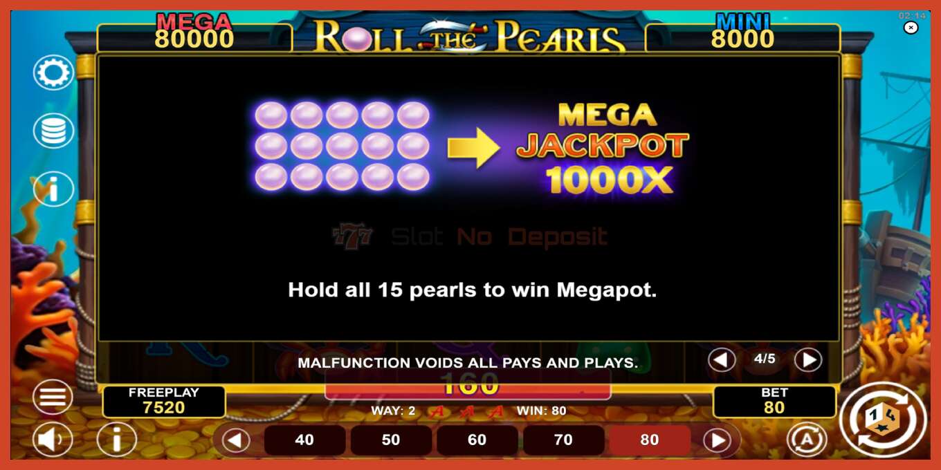 Slot screenshot: Roll The Pearls Hold & Win no deposit, number - 7