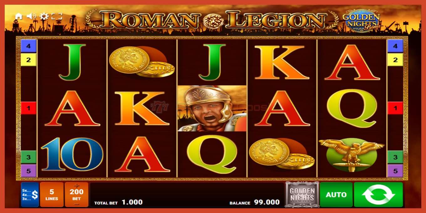 Slot screenshot: Roman Legion Golden Nights no deposit, number - 1