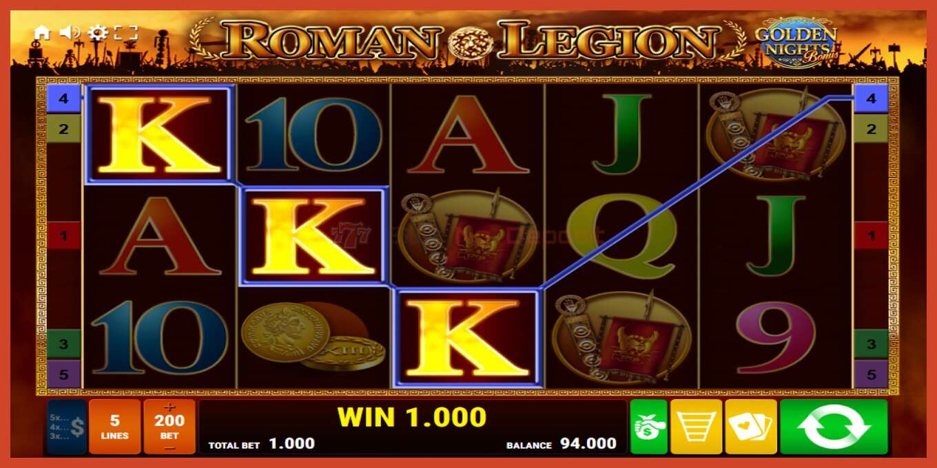 Slot screenshot: Roman Legion Golden Nights no deposit, number - 2