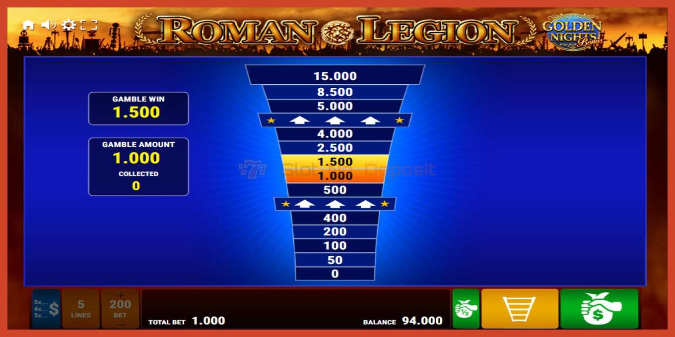 Slot screenshot: Roman Legion Golden Nights no deposit, number - 3