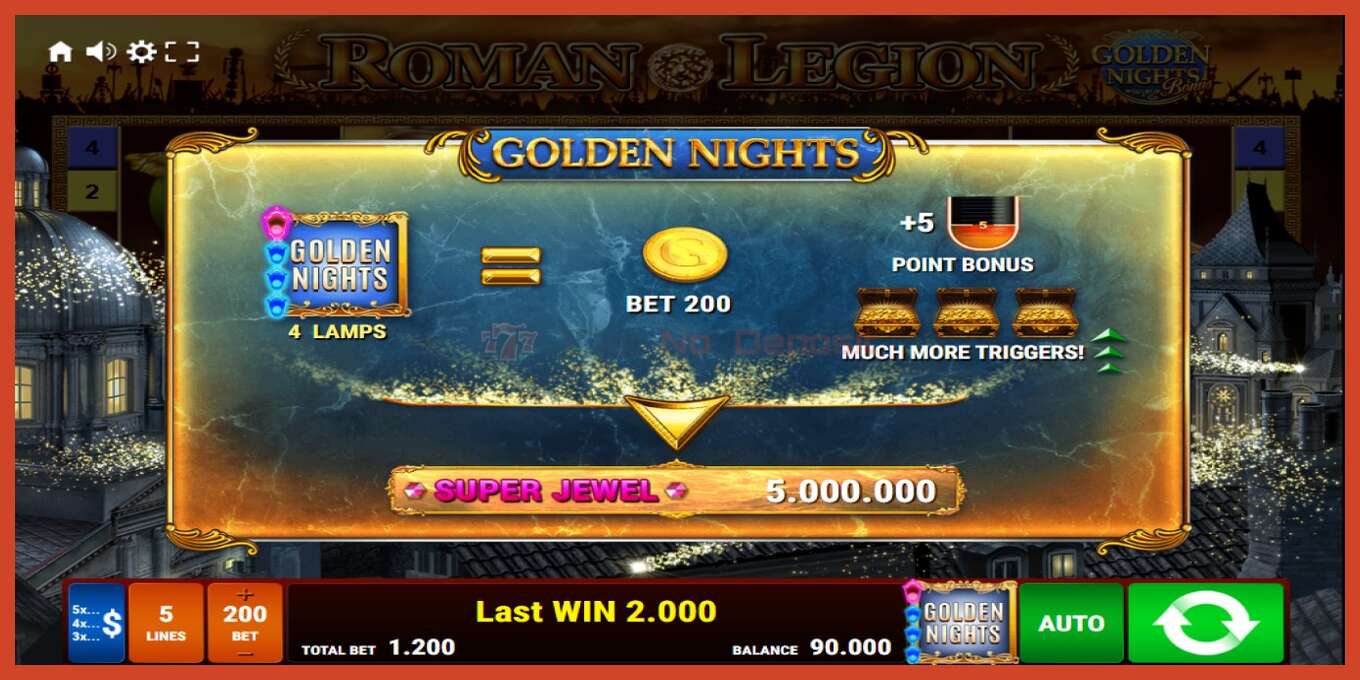 Slot screenshot: Roman Legion Golden Nights no deposit, number - 5