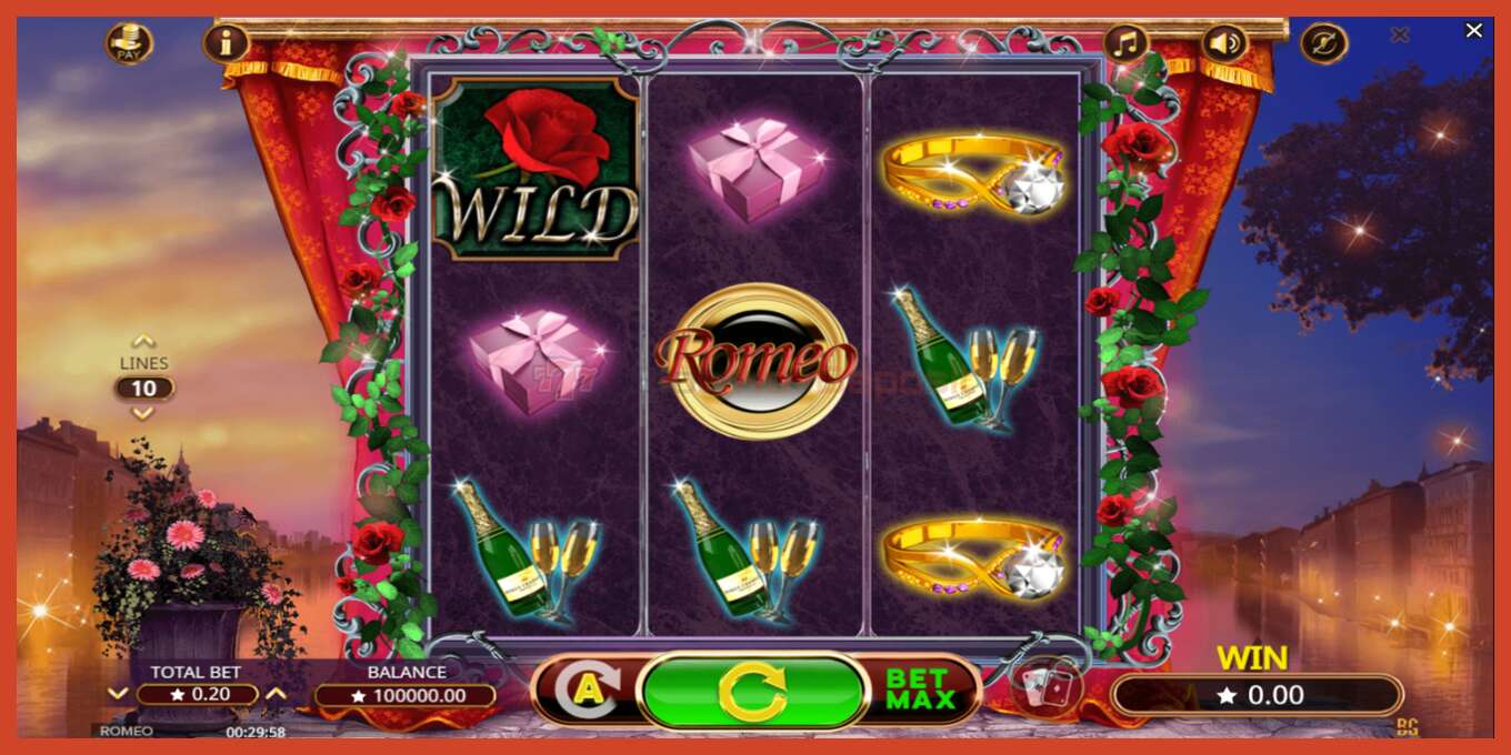 Slot screenshot: Romeo no deposit, number - 2