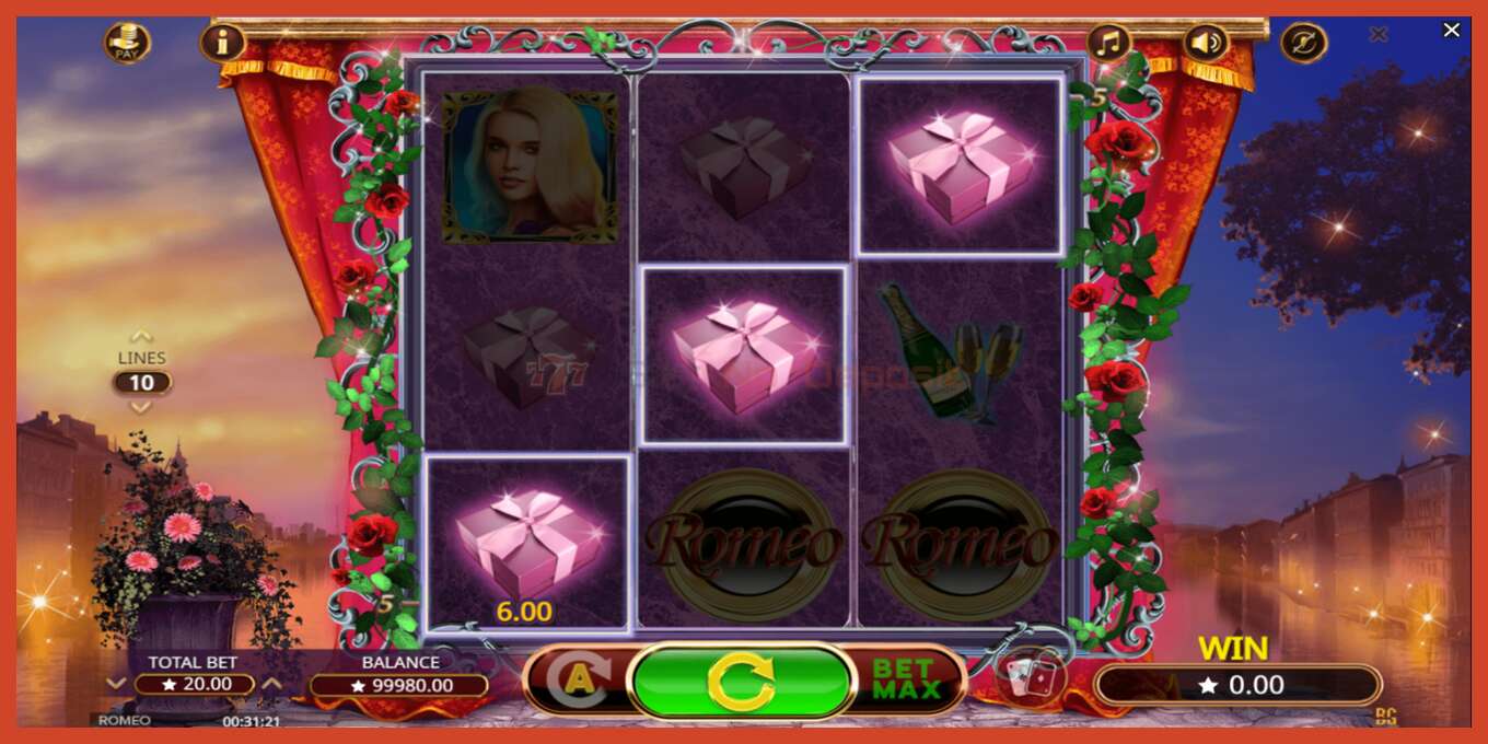 Slot screenshot: Romeo no deposit, number - 3