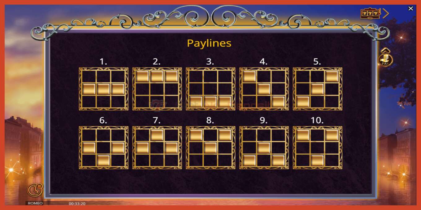 Slot screenshot: Romeo no deposit, number - 6