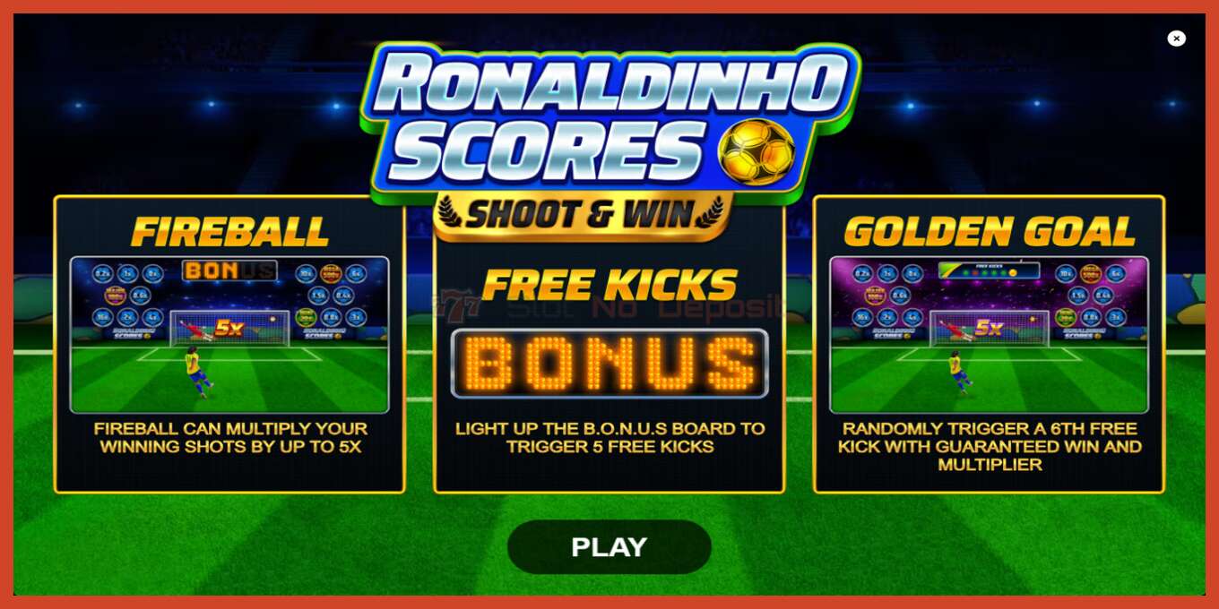 Slot screenshot: Ronaldinho Scores Shoot & Win no deposit, number - 1