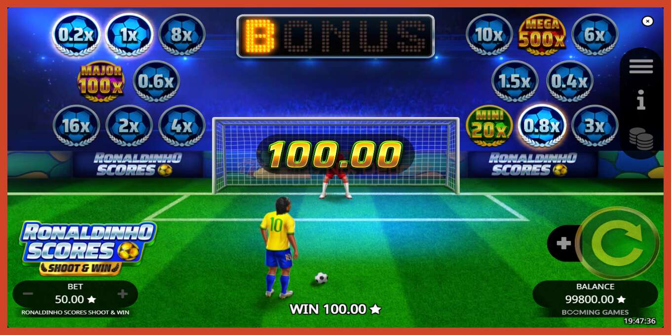 Slot screenshot: Ronaldinho Scores Shoot & Win no deposit, number - 3