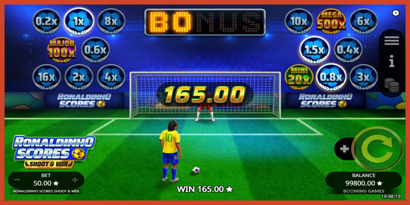 Slot screenshot: Ronaldinho Scores Shoot & Win no deposit, number - 4