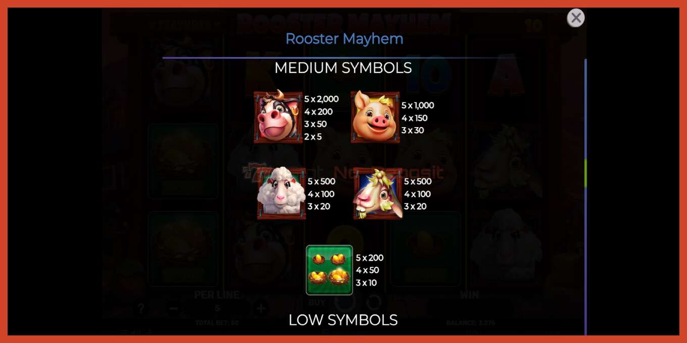 ภาพหน้าจอของสล็อต: Rooster Mayhem ไม่มีเงินฝาก, ตัวเลข - 6