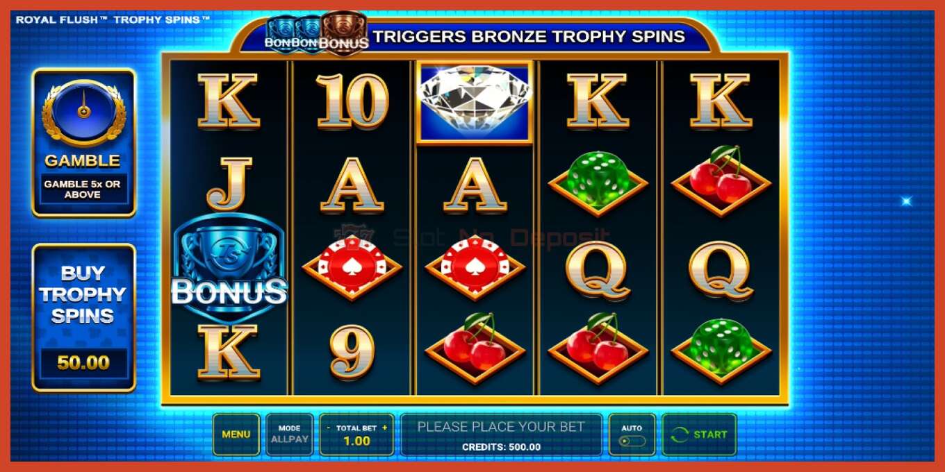 Slot screenshot: Royal Flush Trophy Spins no deposit, number - 1