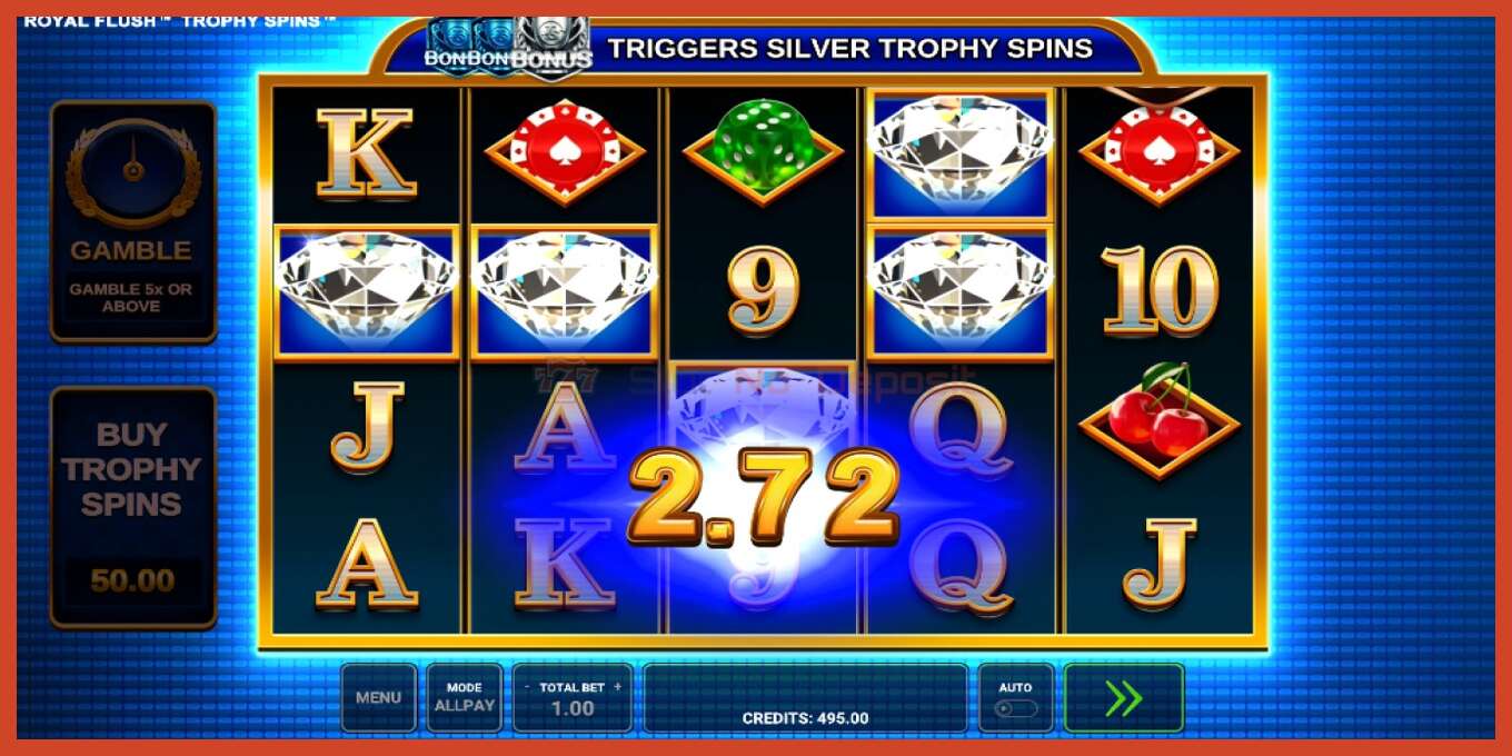 Slot screenshot: Royal Flush Trophy Spins no deposit, number - 4