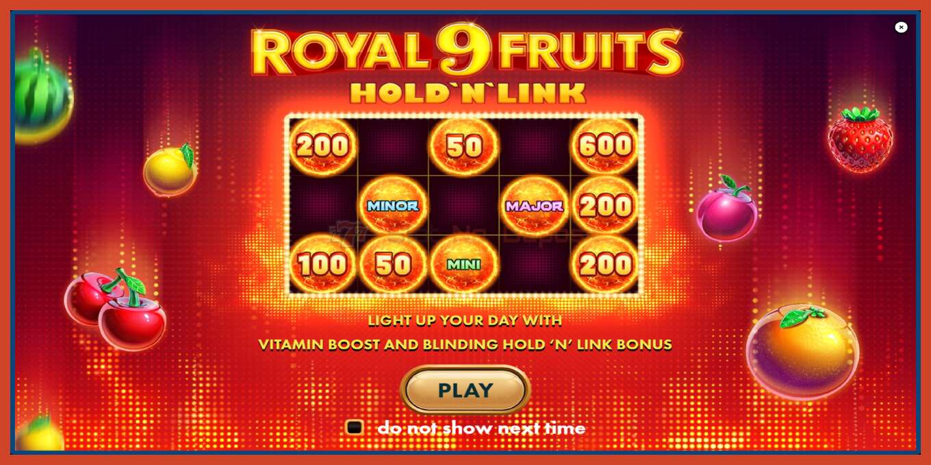 Снимак екрана слота: Royal Fruits 9: Hold N Link без депозита, број - 1