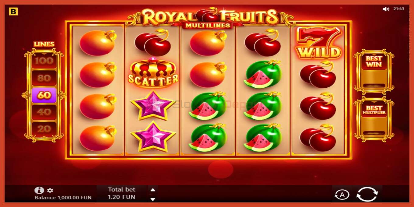 Slot screenshot: Royal Fruits Multilines no deposit, number - 1