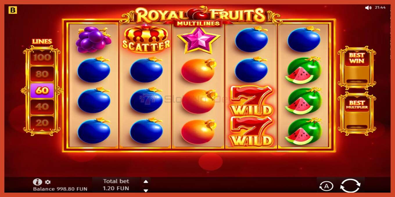 Slot screenshot: Royal Fruits Multilines no deposit, number - 2