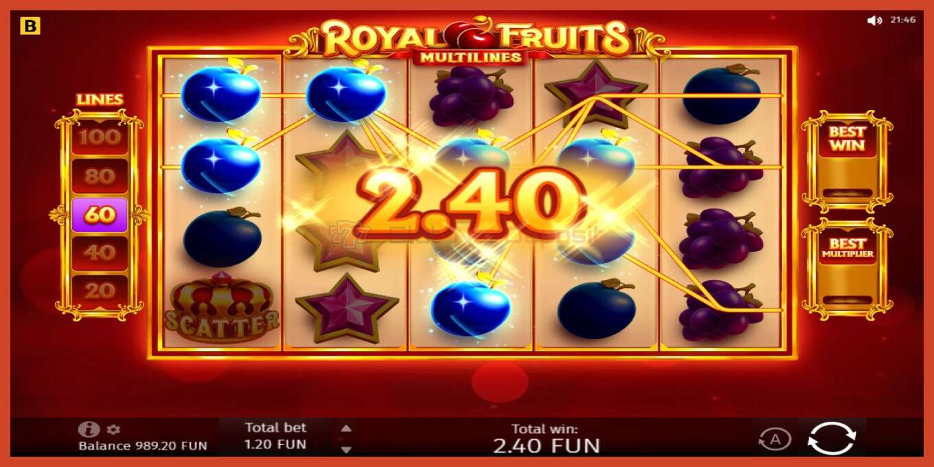 Slot screenshot: Royal Fruits Multilines no deposit, number - 3