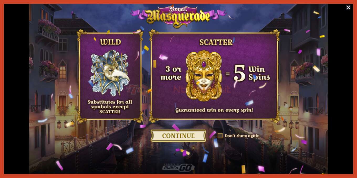 Slot screenshot: Royal Masquerade no deposit, number - 1