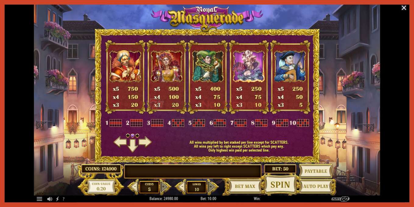 Slot screenshot: Royal Masquerade no deposit, number - 5