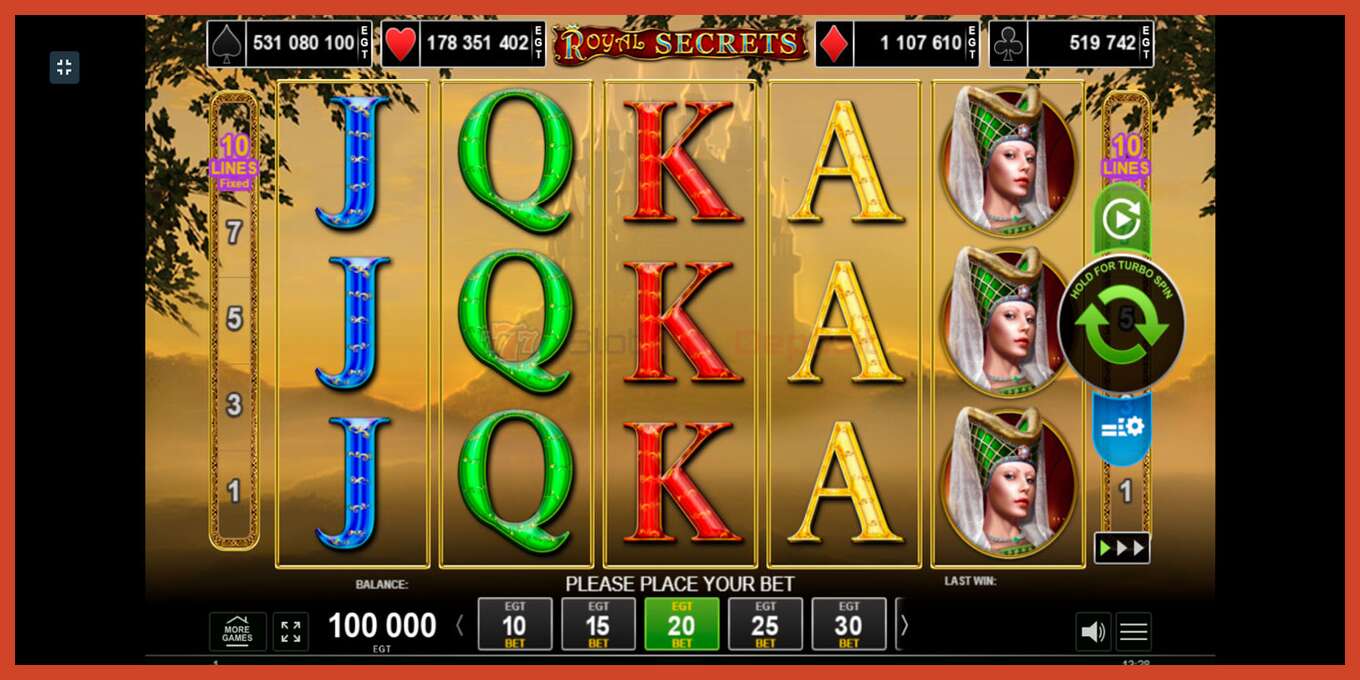 Slot screenshot: Royal Secrets no deposit, number - 1