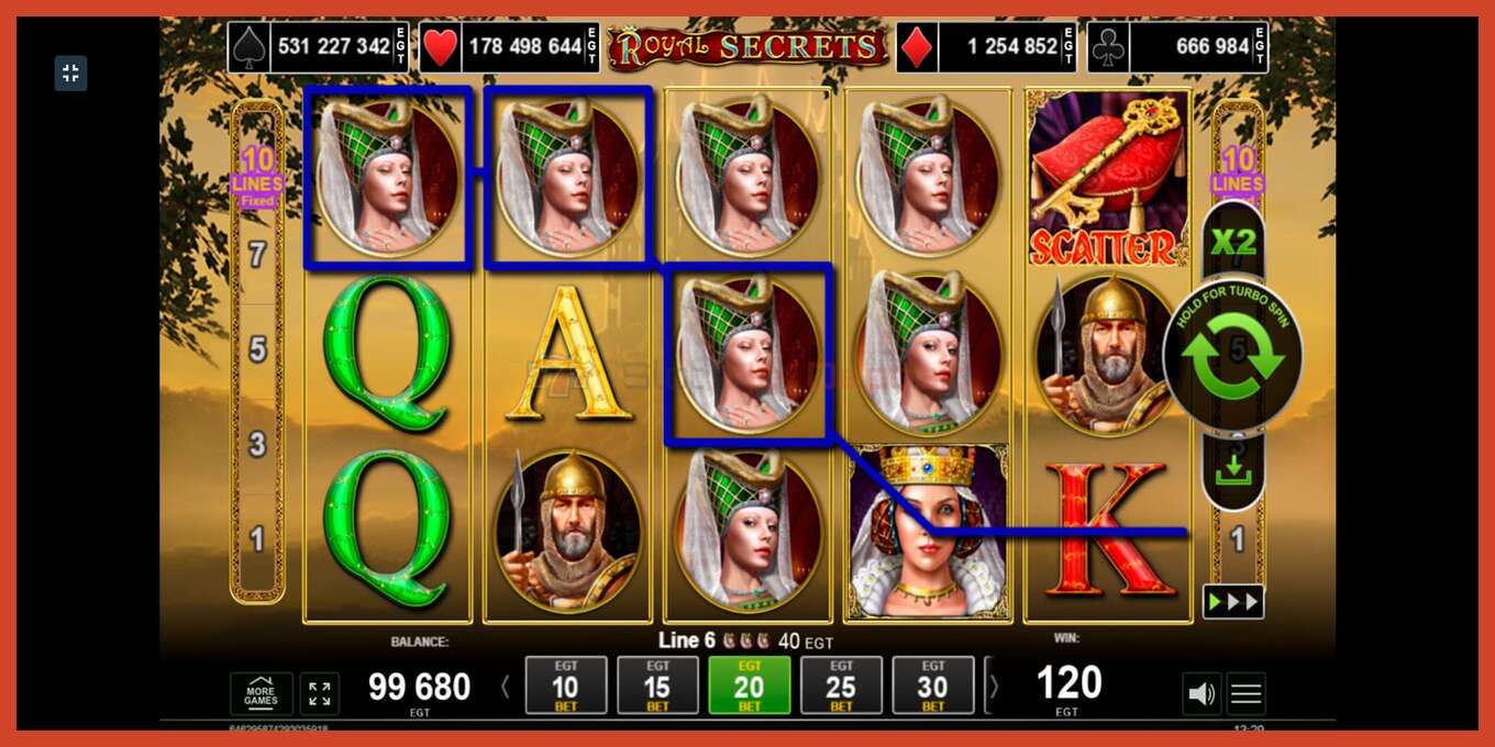 Slot screenshot: Royal Secrets no deposit, number - 4