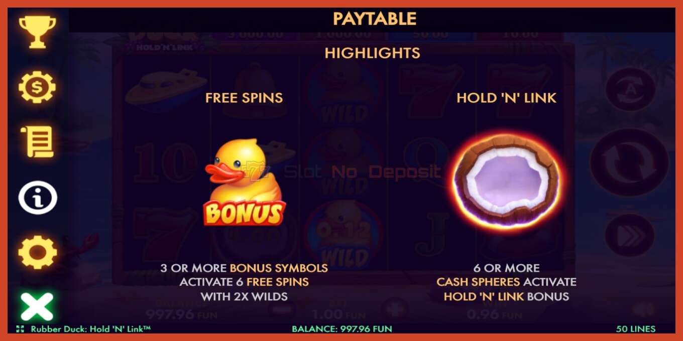 Slot screenshot: Rubber Duck Hold N Link no deposit, number - 4