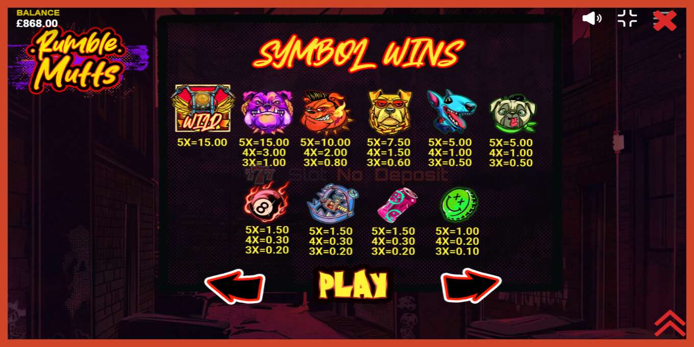 Slot screenshot: Rumble Mutts nincs letét, szám - 6