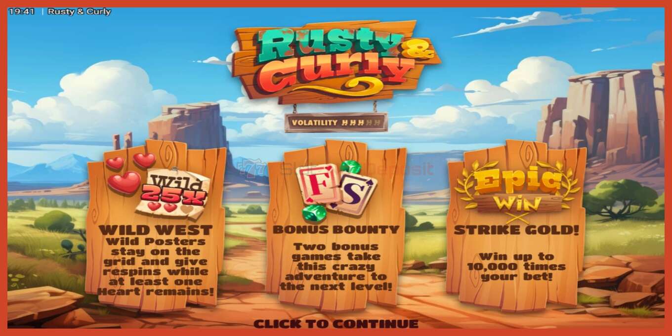 Slot screenshot: Rusty & Curly no deposit, number - 1