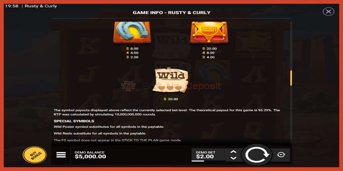 Slot screenshot: Rusty & Curly no deposit, number - 5