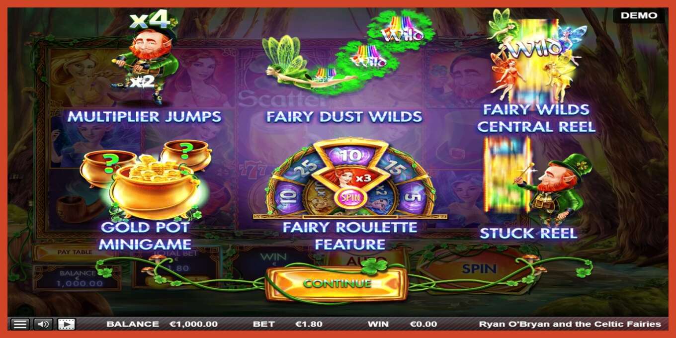 Slot screenshot: Ryan OBryan and the Celtic Fairies no deposit, number - 1