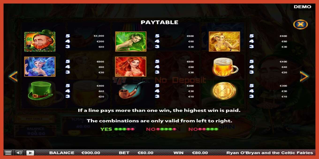 Slot screenshot: Ryan OBryan and the Celtic Fairies no deposit, number - 4