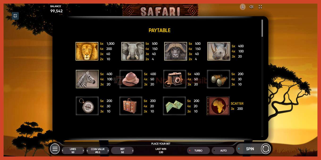 Slot screenshot: Safari no deposit, number - 6