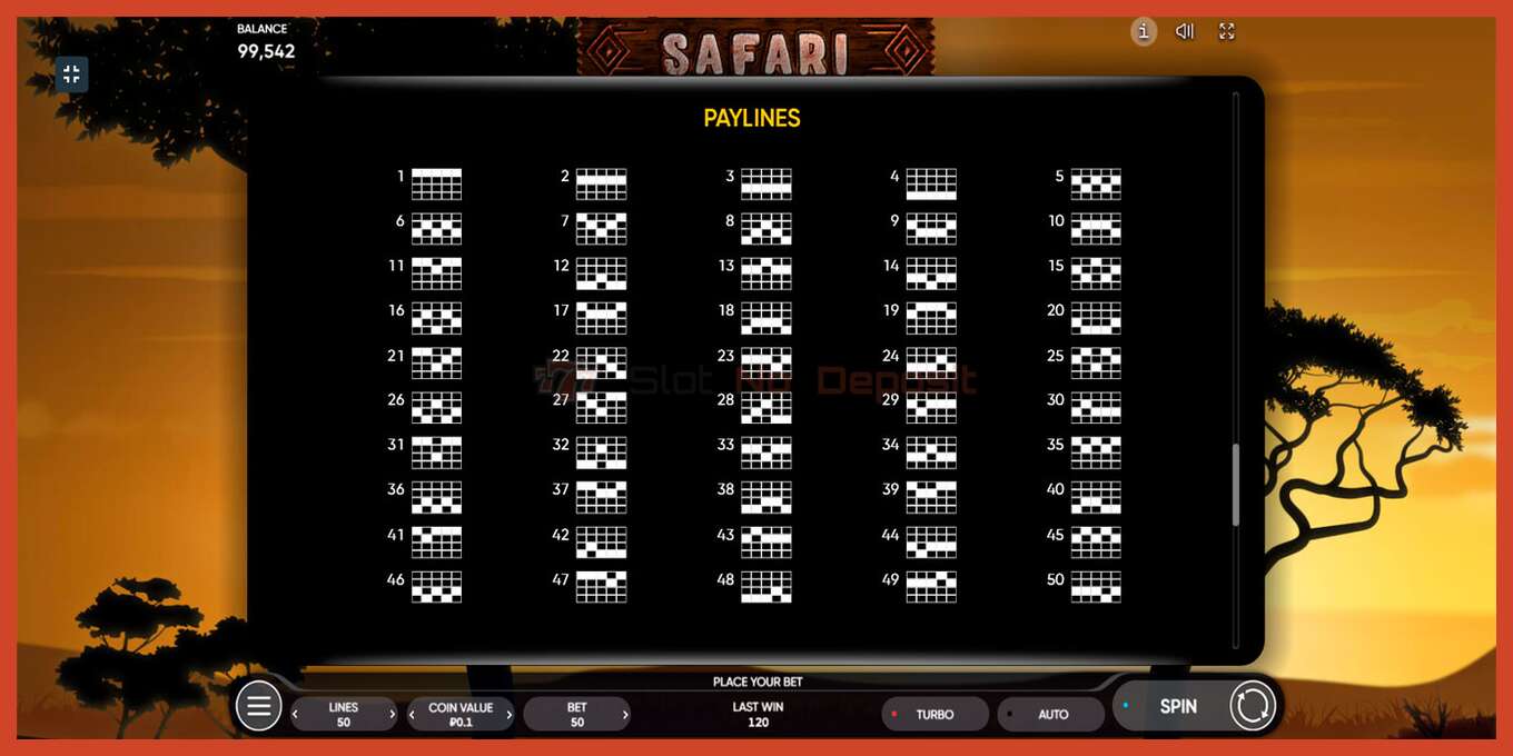 Slot screenshot: Safari no deposit, number - 7