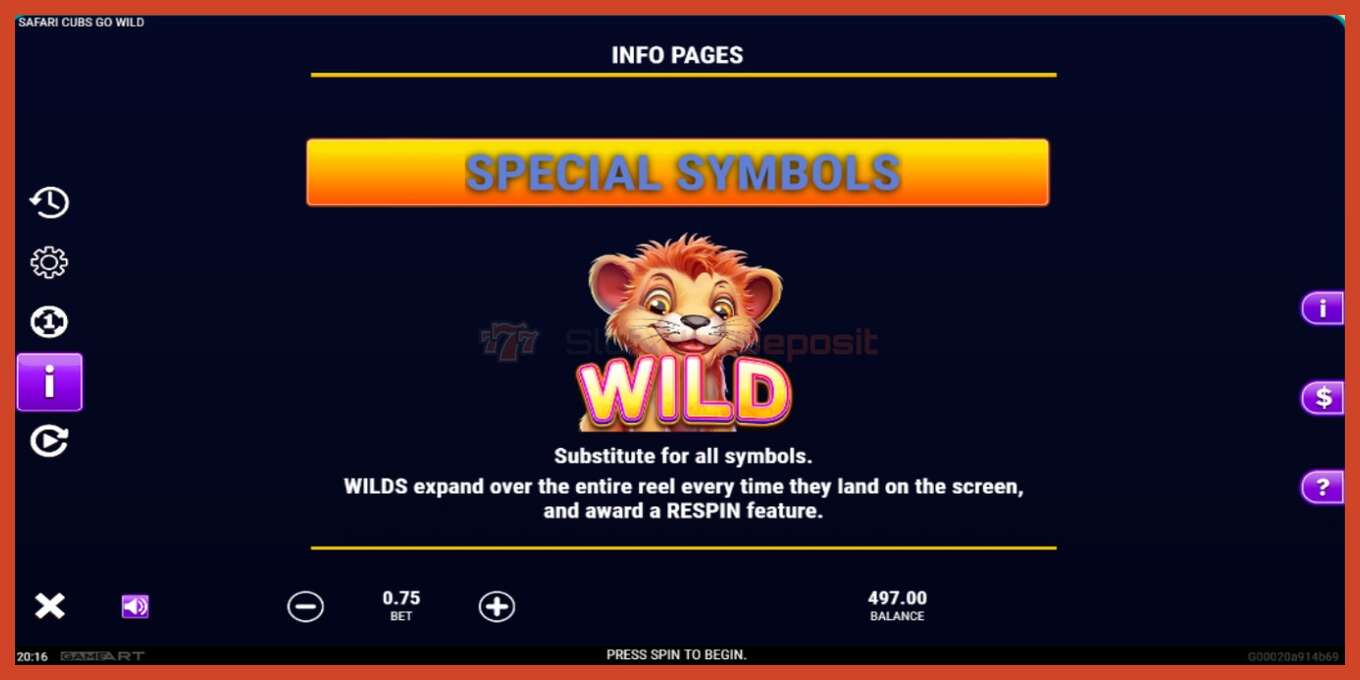 Slot screenshot: Safari Cubs Go Wild no deposit, number - 4